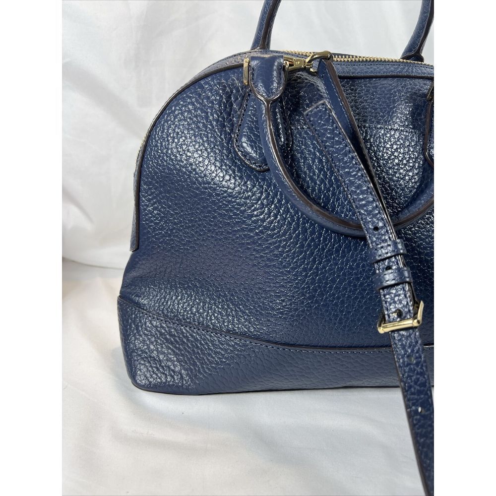 Michael Kors Large Dome Satchel Leather Handbag - Pebbled Navy - Picture 7 of 16